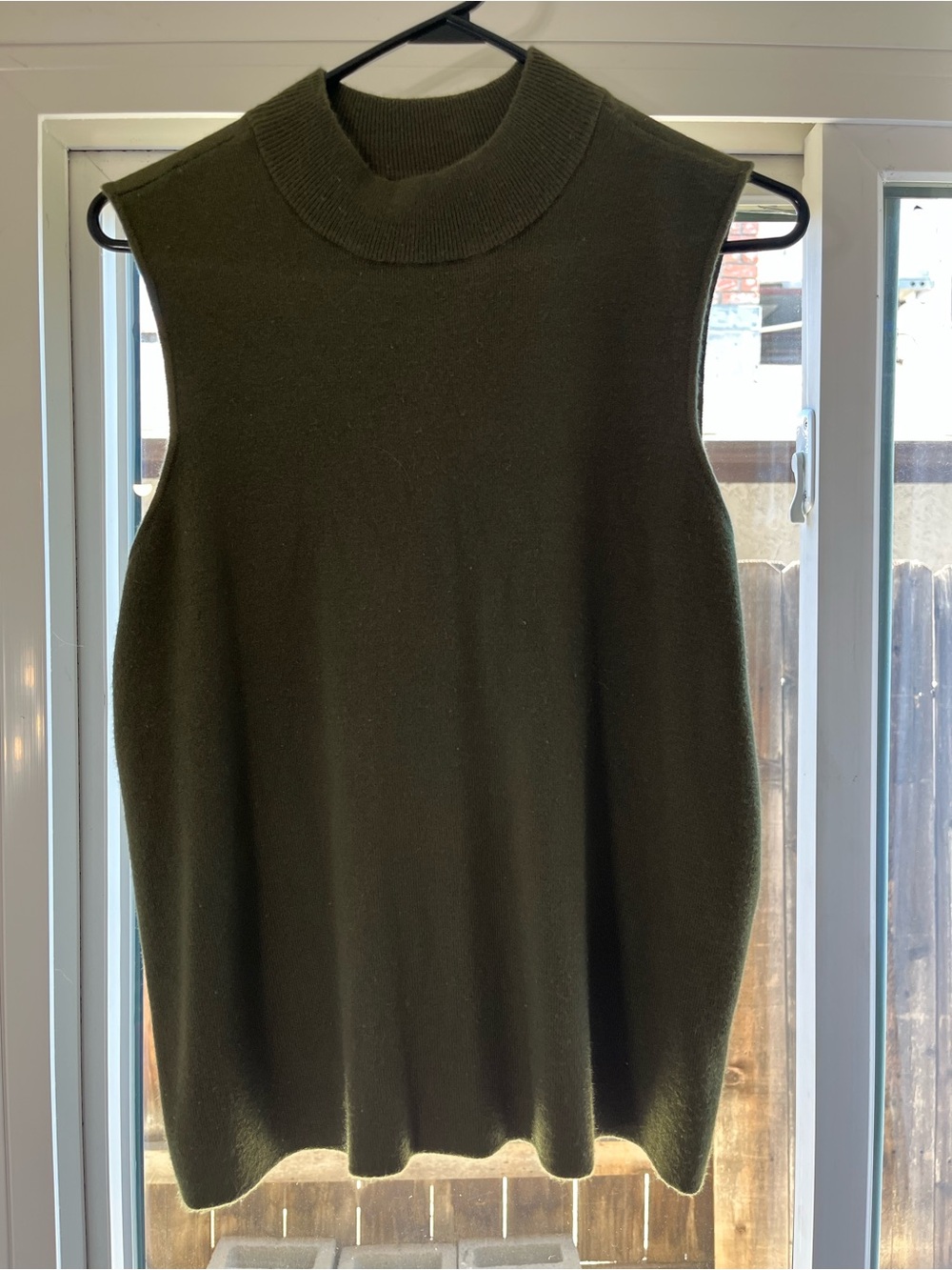 Marled Olive Green Mock Neck Sleeveless Knit Tank
